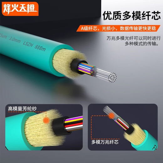 Fhtcen fenghuo tiancheng mpo-lc faser jumper 10 gigabit multimode 8/12/24 core om3/om4 weiblich b Polarität niedrig rauch halogenfreie kompatible mtp optische Modul 8 Core OM3-3 Meter