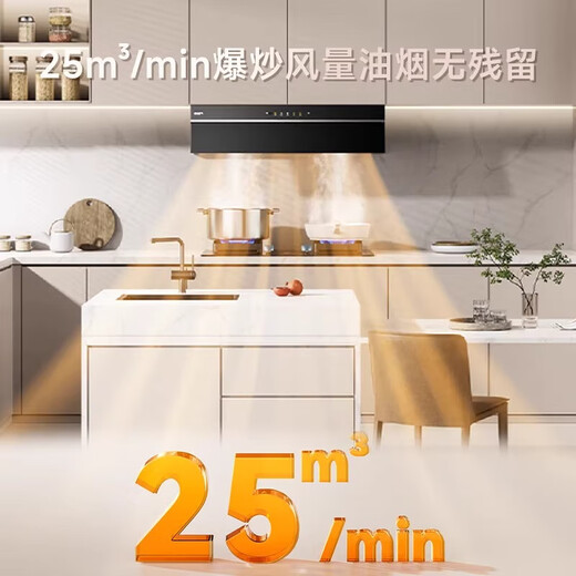 老板出品名气抽吸油烟机顶侧一体欧式变频巡航25风量1050Pa大吸力家用超薄平嵌F8烟灶套装 A387-F8+A6107B天然气烟灶套装