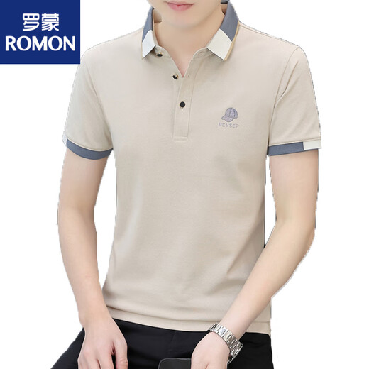 Polo bordado de la solapa de Romon Camisa 3D Cóncavo Summer Algodón puro Camiseta de manga corta Camisa de bordado casual de bordado para hombres 724 Modelos SP Lapa M 85-110Jin [Jin iguala 0.5 kg]
