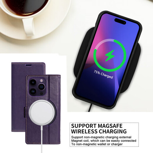 佑画适用iPhone16promax插卡手机皮套苹果16plus钱包款手机壳保护套 棕色无线充手机皮套 iPhone11ProMax