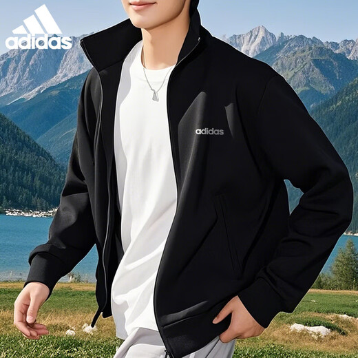 阿迪达斯 （adidas）拉链多色棉质时尚潮流外套防风舒适外套男装 L码