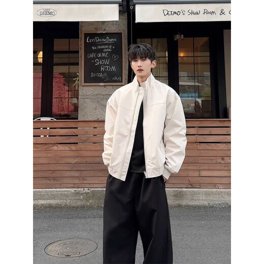 
7 high-quality pilot jackets for boys in spring and autumn new American retro high-end tooling jacket stand collar short baseball uniform CLH-Y6629 gray XL