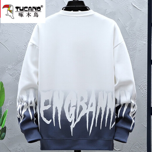 
Woodpecker Spring and Autumn Teenager Sweatshirt Men's New Trendy Long Sleeve T-Shirt Junior High School Students Handsome Sportswear Set HX683-k556 White Set Regular 3XL