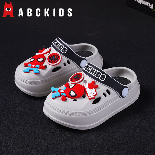 ABC Kids's Hole Shoe Shoes Boys New Spider-Man Sporters Summer Beach Shoes Beach Beach Anti-Slip Soft Sole Breathable Cartoon Slippers Grey Black [Spider-Man] 28-29 [Longitud interna de 19cm]