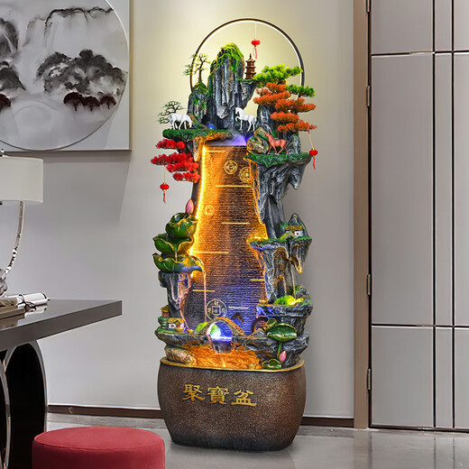 Jiatuling fließende Wasser- und Wohlstandsschöpfungs Ornamente Boden bis Boden fließende Wasserbrunnen Ornamente aus allen Richtungen kommen zu Treasure Pot Rockery 9928 große Größe [hoch 169 cm]