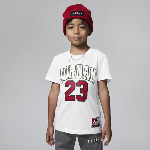 Nike (Nike) Jordan Official Nike Jordan Boys and Kids футболка Летняя спортивная припечатка Мягкая и удобная DB7393 687 Fitness Red 130 л 130 л.
