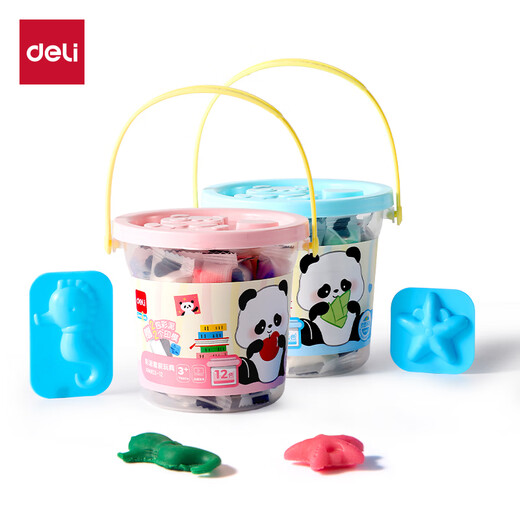
Deli Panda Series Barrel Colorful Clay 12+2 Student Baby Toy Plasticine Clay Handmade DIY (Random Color) Hand-held Bucket Children's Stationery Birthday School Gift