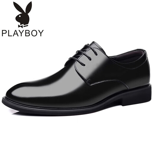 Playboy (Playboy Physical) Lederschuhe für Männer echtes Leder atmungsaktives Geschäft formelles Verschleiß lässiger Höhenverbesserung Herrenschuhe für Sommer Schwarze Britische Bräutigam Hochzeitsschuhe 9888 Schwarz 37 <Real Cowhide>