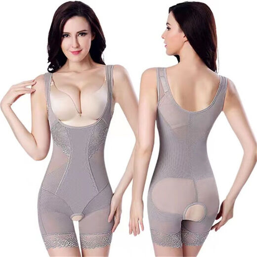 婷美连体塑身衣夏季薄款产后收腹束腰提臀束身塑形美体塑身衣女 黑色 XL  110-125斤