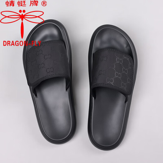 Dragonfly brand slippers men's summer 2025 new fashionable and versatile soft-soled beach shoes for men wearing waterproof and odor-proof flip-flops on the outside, black 6189 40