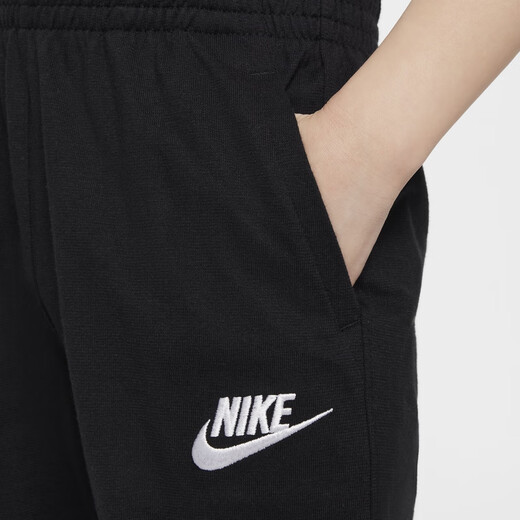 耐克幼童针织长裤秋季男童锥形针织棉运动裤官方NIKE CLUB HM9272 010黑 130 L
