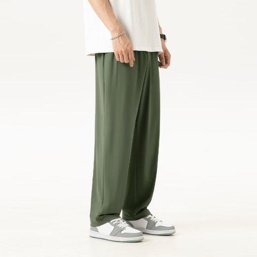 Miniso (Miniso) Pantalones de seda de hielo fresco para el verano para hombres Nuevos cómodos cómodos de patas rectas cómodas y transpirables Black XL