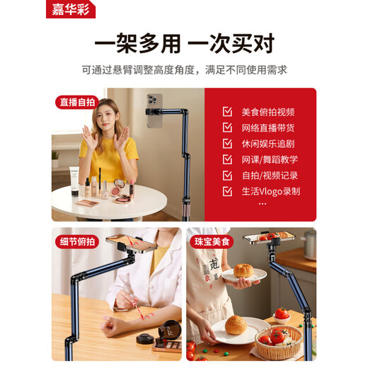 JIAHUACAI live broadcast mobile phone special stand floor-standing professional overhead shooting mobile phone stand to mirror live broadcast stand with radiator multi-functional internet celebrity anchor with shooting support stand for video shooting 1.7m double arm mobile phone model