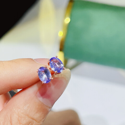 Puli natural tanzanite silver 18k gold earrings for women four-grab earrings crystal gem s925 sterling silver ear piercing earrings single main stone 3mm pair