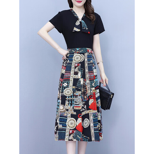 Tianjue Shark (SkysiR Shark) Guangzhou 13 rangs Hot-Robe de jupe pour femmes d'âge moyen pour femmes pour les vêtements pour femmes Summer 2025 Two-Piece 6626 Black 2025 Le nouveau modèle L suggère 90-100jin [Jin est égal à 0,5 kg]