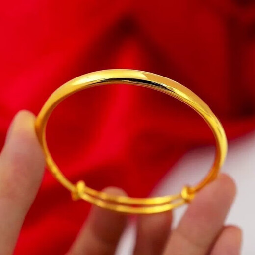 KZD Big Pickup 24 Pure Gold Bracelet Women's New Fashion Round Belly Solid Copper Alloy Bracelet Gift 18K (Glossy Bracelet-) 25g 10% Off Sold Out -