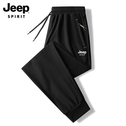 JEEP SPIRIT吉普夏季裤子男士冰丝休闲裤男裤宽松直筒速干长裤爸爸男装运动裤 8809灰色平脚-【夏季冰丝】 M （推荐90-100斤）