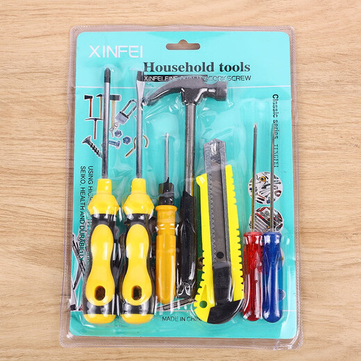 Ye Yuchao's cost-effective 7-piece set of one-word cross large screwdriver, hammer, utility knife, crystal tool set, 7-piece set, 1 set of family set, seven-piece combination set, hammer in general