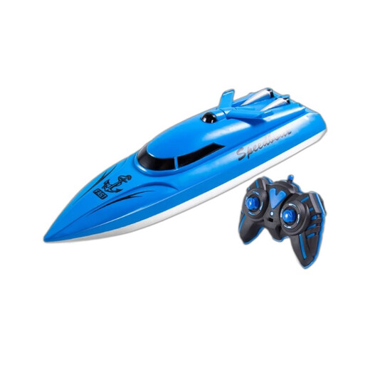 Grenzüberschreitende 2,4g-Fernbedienungs-Kontrollbootspielzeug kann auf den schnellen Boots simuliertes elektrisches Boot Kindermodell Wasser 25 cm Fernbedienungs-Boote-Blau-Fabrik-Version einzelner elektrischer englischer Farbbox