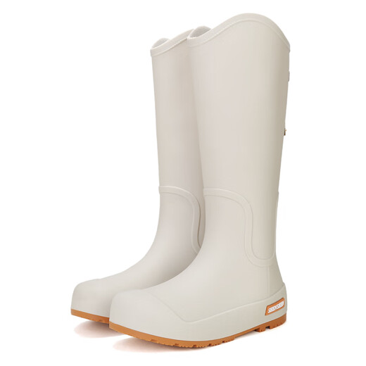 Han Linnu High Tube Rain Boots для женщин 2025 Новые наружные дождевые ботинки Водонепроницаемые и не скользящие туфли для воды для дождливых туфель для обуви для спешных морских резиновых туфлей [стиль края-простой и универсальный] не совсем белый 37