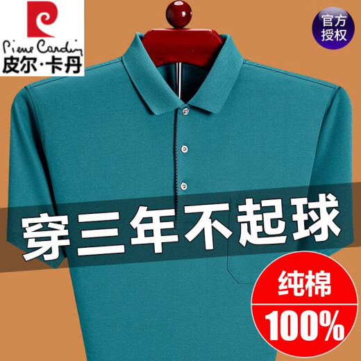 皮尔卡丹2025新款纯棉短袖t恤男士夏装上衣POLO衫真口袋休闲半袖T恤男 6636兰色 M 16590-120斤