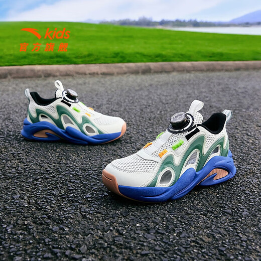 ANTA Children's Sandals Men's and Women's Big Children's Shoes 2025 Summer New Overbearing Frame Shoes Sports Shoes Baotou Beach Sandals Boys Gray/Diatom Green-6 36