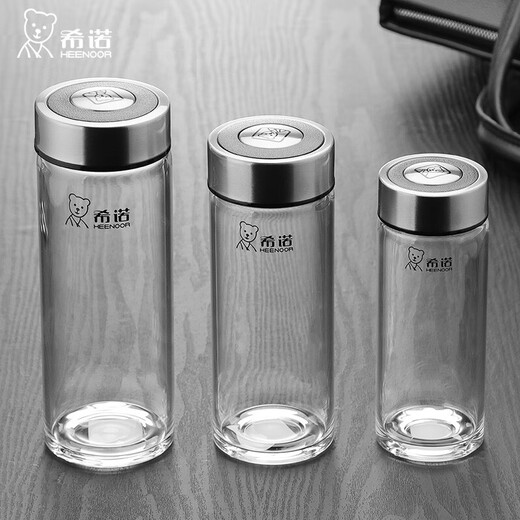 Heenoor Heenoor Glassbecher Single-Layer-Teebecher tragbarer Herren- und Frauen-Wasserbecher High-End-Auto-verdickter Hitzewiderstandsanbieter XN-6191-410 ml Tasse Hülle Tasse Pinsel