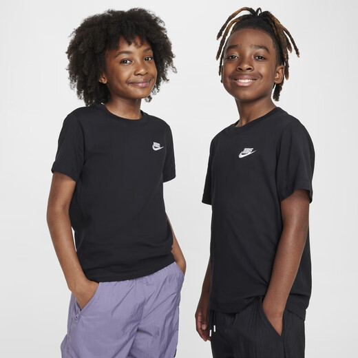 Nike (Nike) Offizielle Jungen und Mädchen große Kinder-T-Shirts für den Herbst Pure Cotton Casual Classic Stickerei Strickte Baumwolle FZ5177 844 Aprikosenmehl 145 m