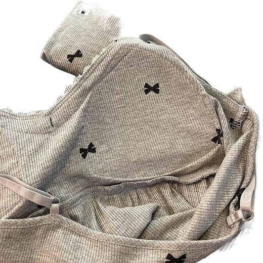Fhhuabd-Pyjamas mit Baumwoll-Reisstadel für Frauen Frühling und Herbstmodal warm warm, langhärme graue Schlinge Bug Kleidung Drei-teilige Set 6621#. Schwarz-Modal Drei-teiliges Set L empfohlen 100-120jin [Jin ist gleich 0,5 kg]