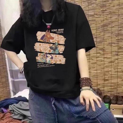
Semir 2025 new pure cotton short-sleeved T-shirt for women in summer American fashion brand large-size women's loose casual base top Navy (deer) L 110-125Jin [Jin equals 0.5 kg]