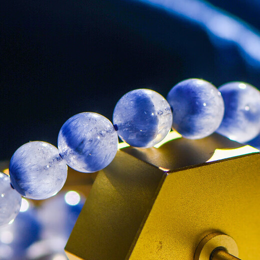 Eternal symbol light luxury brand luxury crystal bracelet Brazilian old mine blue line stone bead bracelet birthday gift for men and women jewelry grade blue line stone about 9mm