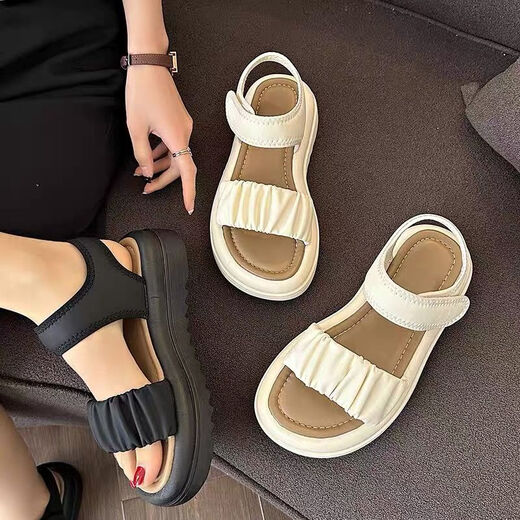 Mädchen Sandalen Sommer Kinderprinzessin Schuhe weicher Sohle ohne Schlupfstrandschuhe Big Boys und Mädchen Mode YQ-603 Beige 35 Innere Länge ungefähr 22,5 cm