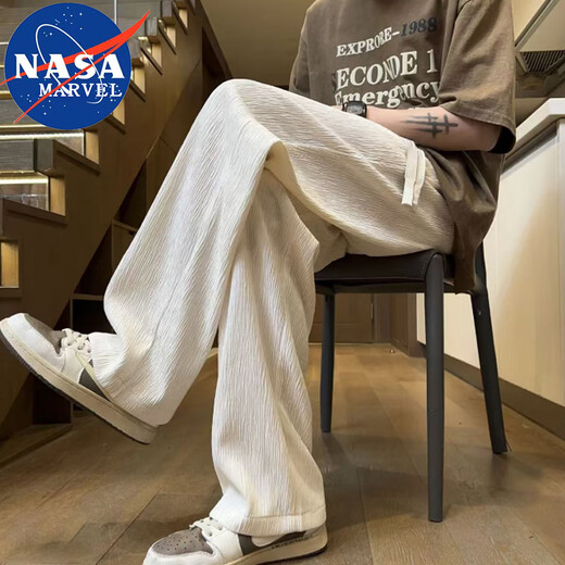 Pantalones casuales de Marvel de la NASA para hombres Spring and Autumn Men Light versátil y recto seco recto pantalones transpirables Apricot XL