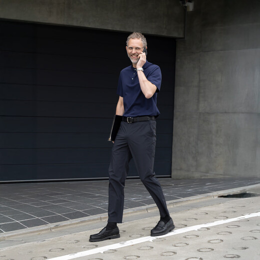 CARE OF LORD丨Sonic丨Summer men's short-sleeved henley collar polo shirt business t-shirt 098601 Extreme Night Black L