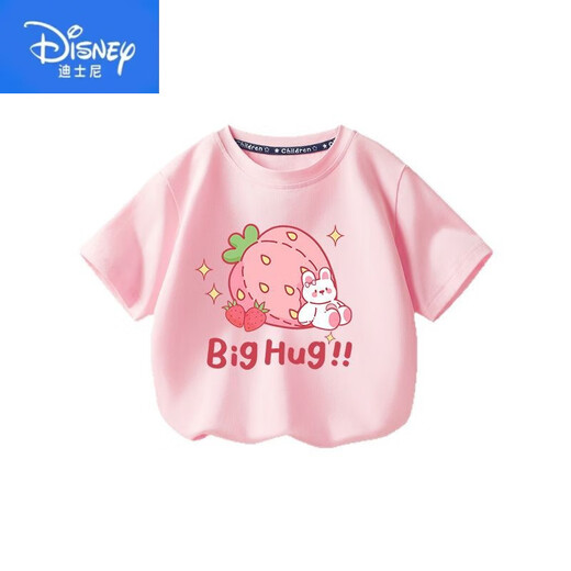 迪士尼（Disney）童装男女童短袖小童a类纯棉上衣儿童可爱T恤2025夏季宝宝半袖 AP14109粉 80