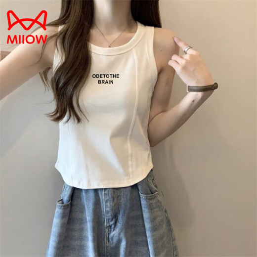 猫人（MiiOW）吊带背心女春夏季宽松设计感小众外穿无袖t恤内搭打底鱼骨上衣潮 312-688杏 XL
