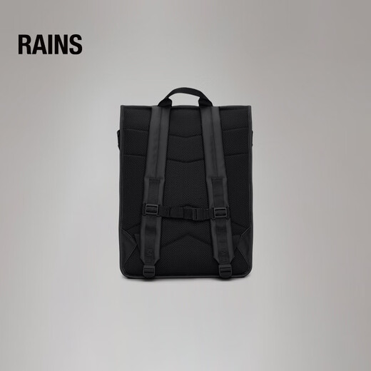 Rains预售 潮流卷边背包通勤骑行双肩包/14320【优惠价】 黑色