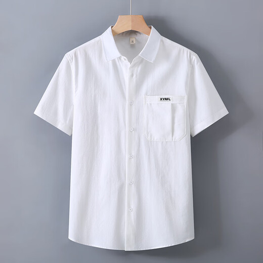 Tops de camisa de manga corta para hombres de algodón 100% puro para camisa de bolsillo doble delgada de verano.
