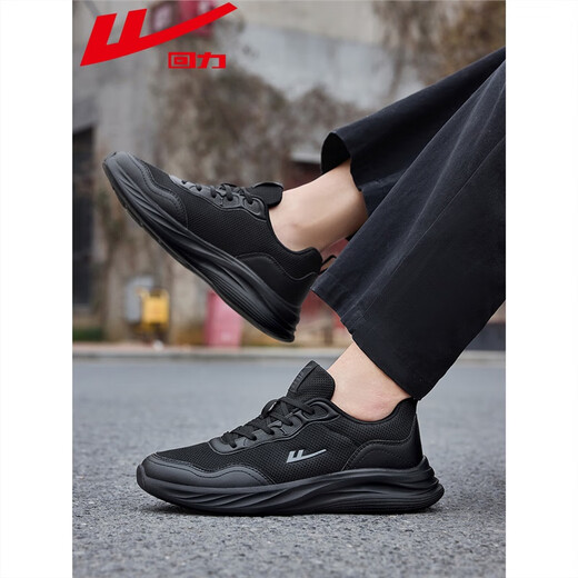 Huili men's shoes sneakers men's 2025 spring new black casual shoes men's ultra-light shock-absorbing running shoes 1047 all black light and breathable 41