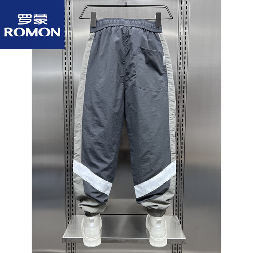 罗蒙（ROMON）运动裤男2025夏季新款速干休闲裤网红条纹拼色九分宽松束脚哈伦裤 黑色 29 (165) 重复尺码