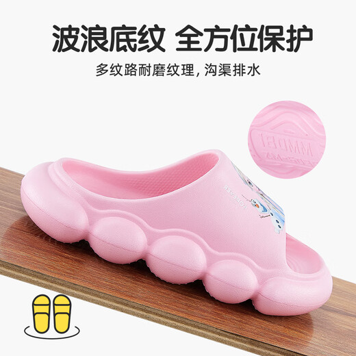 Disney Children's Shoes Summer Bathroom Sandals Girls Princess Elsa Outdoor Non-Slip Flop F1361 Orange Pink