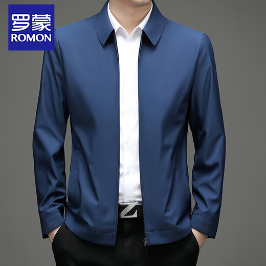 Romon Executive Jacket Men's 2025 Spring Lapel Business Casual Versatile Daddy Jacket Men's Clothing Navy Blue XL (Suggested 145-165Jin[Jin equals 0.5 kg])