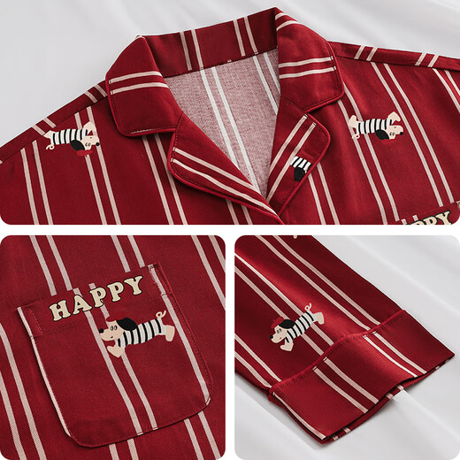 Han Ziduo newly married, married, zodiac year, big red couple pajamas for women, summer ice silk short-sleeved bride and groom, men's home clothes Z3890 female Z3897 male, ice silk style L female
