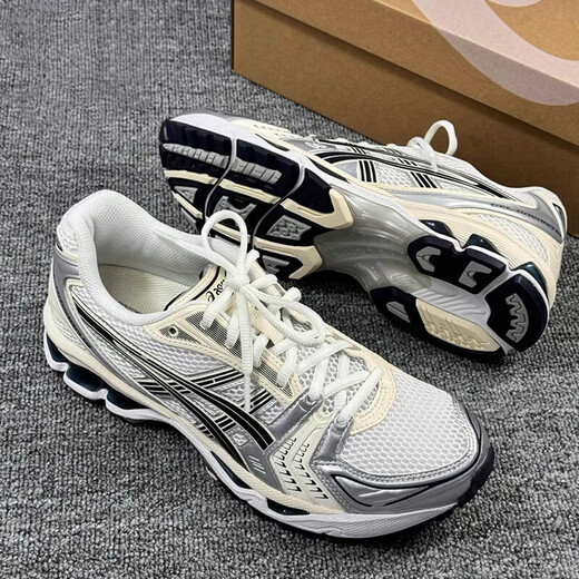 亚瑟士（asics）kayano14 春夏银色低帮休闲跑步鞋男鞋复古运动鞋 1203A706-020银黑色 25 44