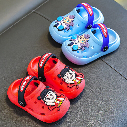 G.Duckkids Little Yellow Duck Nezha Niños Aguacitos Cañas Niños Anti-Slip 2025 Summer NUEVA NUEVA Sandalias Baby Boy Indoor Nezha-Red 21
