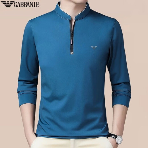 Emporio Armani im mittleren Alter mit langärmeligen T-Shirt Herbst und Winter Casual Plus samt warmer Standkragen Pullover halb Reißverschluss Basishemd Ga/6623 Baolan Dünn Modell M 165
