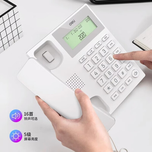 
DELI Deli Telephone Stationary Telephone Office and Home 45 Inclination Angle Brightness Adjustable Caller ID Landline 13560 Telephone [White]