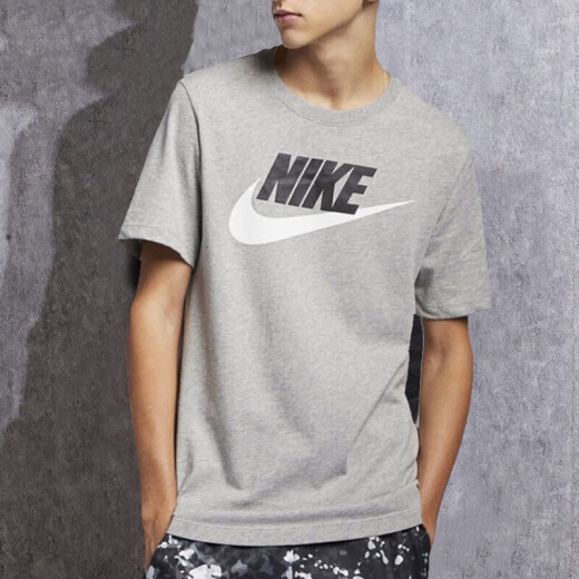 Nike (Nike) Camiseta deportiva de algodón de algodón puro de manga corto gris Floja de cinco trimestres de cinco cuartos