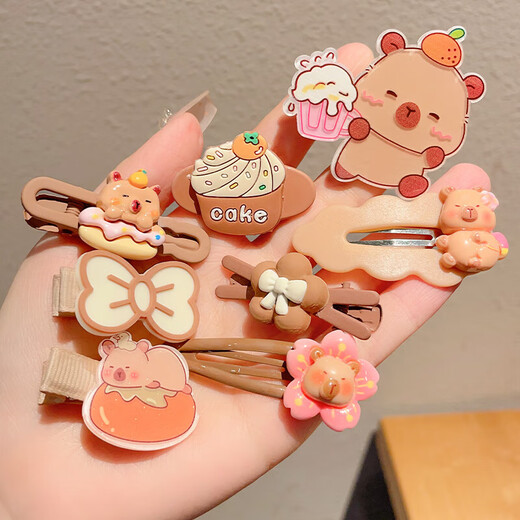 
Hairdressing Tools Kapibala Children's Hairpin Spring and Summer Girls' Bangs Broken Hair Cartoon Cute Baby Hair Accessories Cake Kulomi (Ten-piece Set)