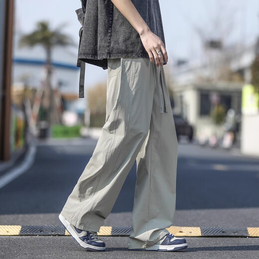 NASA Basis Eisseidenhose Herren Sommer dünn schnell trocknendes kühles Gefühl für Männer Sporthosen Männer losen geraden lässigen Hose 1667 hellgrau XL /130-160jin [Jin entspricht 0,5 kg]